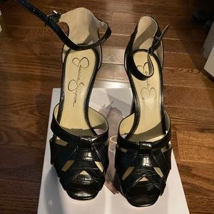 New Jessica Simpson black ankle strap platform shoes, size 9
